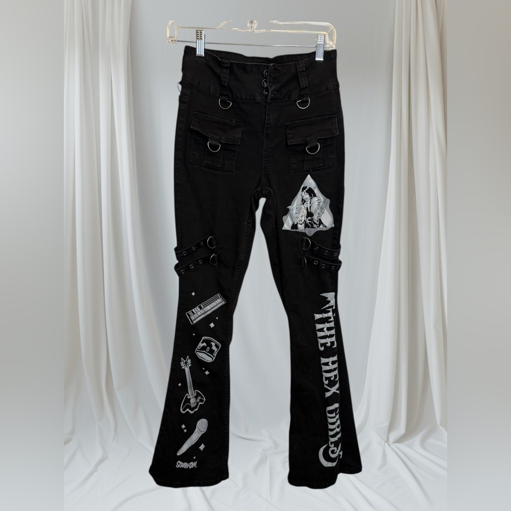 Scooby-Doo! The Hex Girls Grommet Strap Goth Y2k Bootcut Jeans Juniors size 5